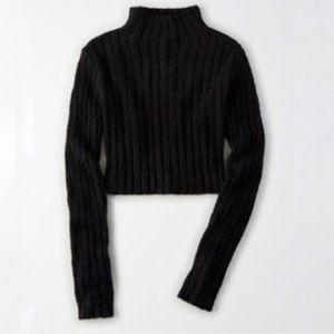 AE Studio Mock Neck Eyelash Cropped Sweater